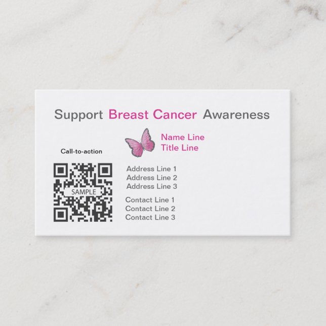 Business Card Template Breast Cancer Awareness (Front)