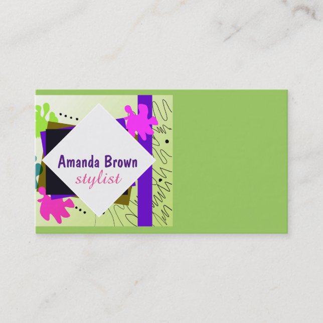 business card template colorful whimsical art (Front)