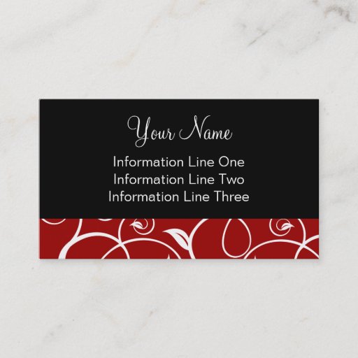Customizable Business Card Template **Curly Vines Crimson Black