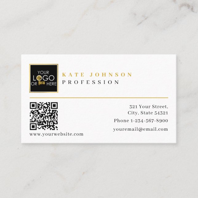 Business Card Template Custom Logo Photo QR Code (Front)