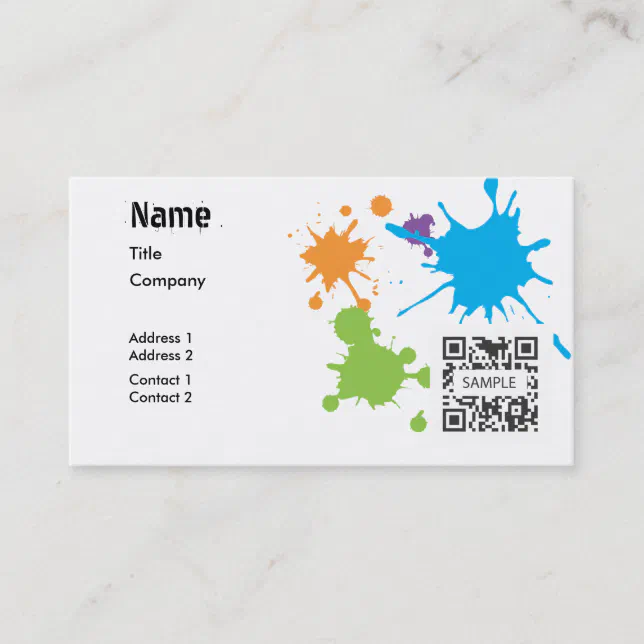 Business Card Template Generic Paint Splatter Zazzle