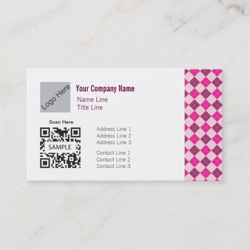 Business Card Template Generic Pink Argyle