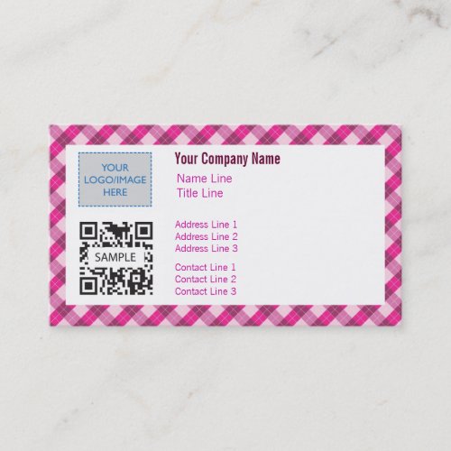 Business Card Template Generic Pink Argyle 2