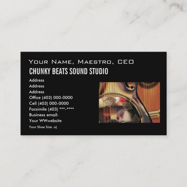 Business Card template, Music industry (Front)