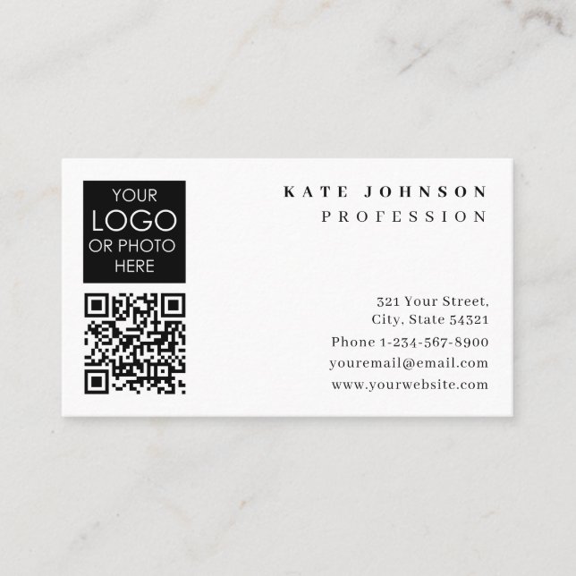 Business Card Template Plain White Generic Logo (Front)
