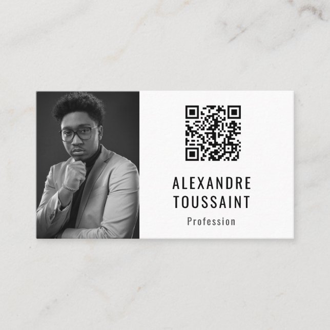 Business Card Template Portrait & QR Code (Front)