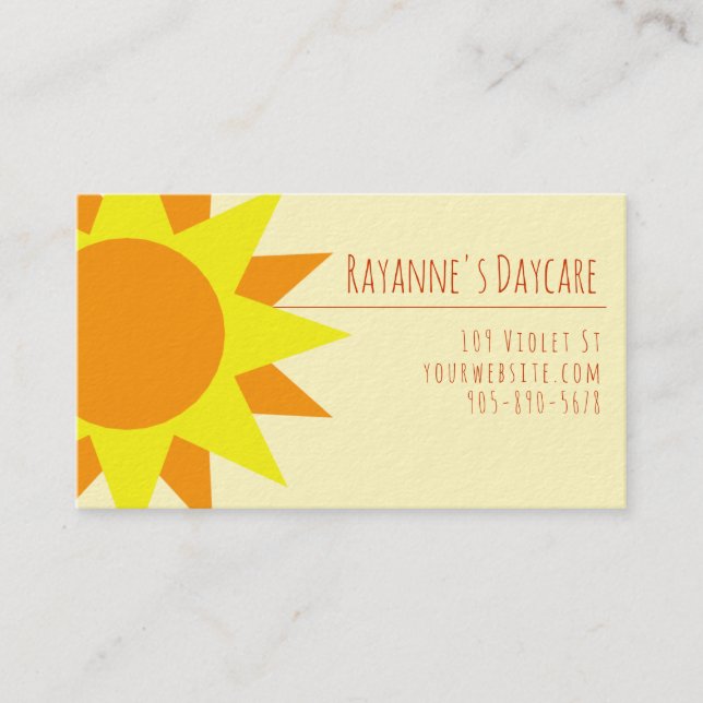 Business Card Template **Rays of Sunshine (Front)