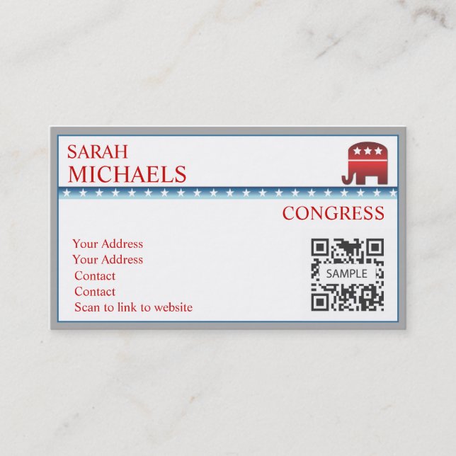 Business Card Template Republican Elephant (Front)