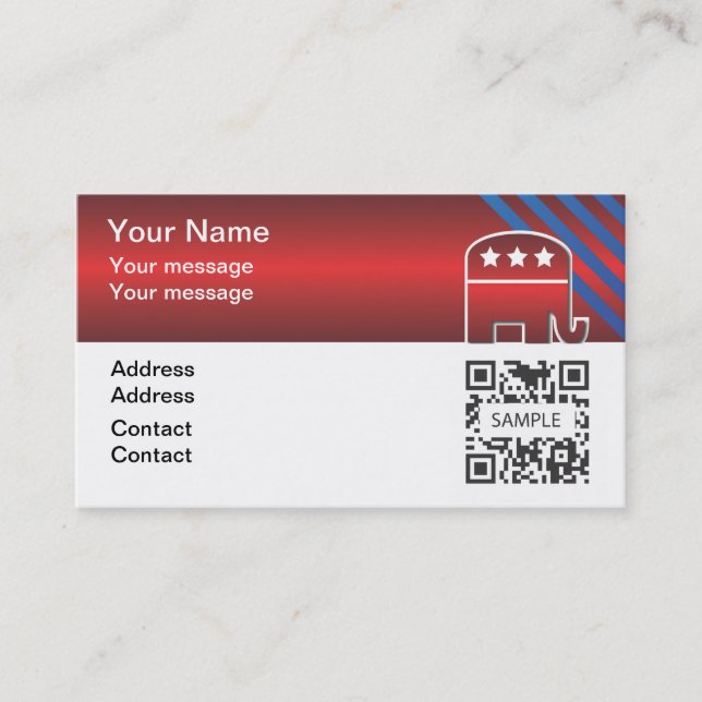 Business Card Template Republican Elephant (Front)