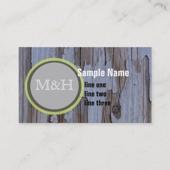 business card template weathered wood photo art (Front)