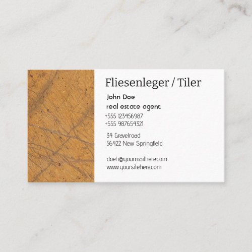 business card tile art with honey brown marble