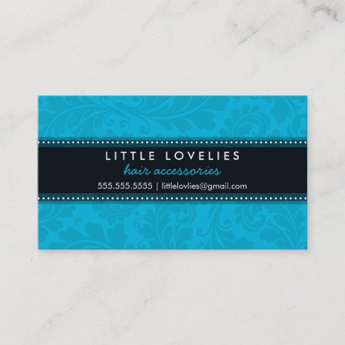 BUSINESS CARD trendy flourish aqua blue black