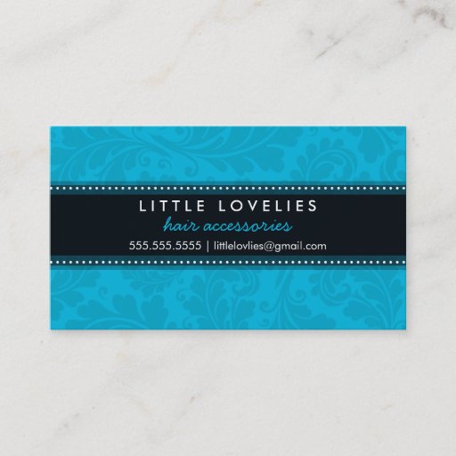 Customizable BUSINESS CARD trendy flourish aqua blue black