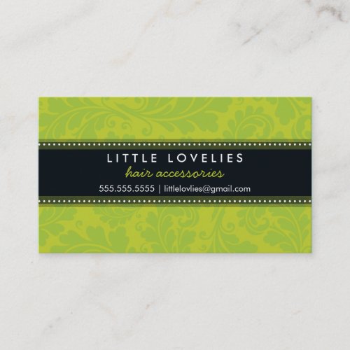 BUSINESS CARD trendy flourish lime green black