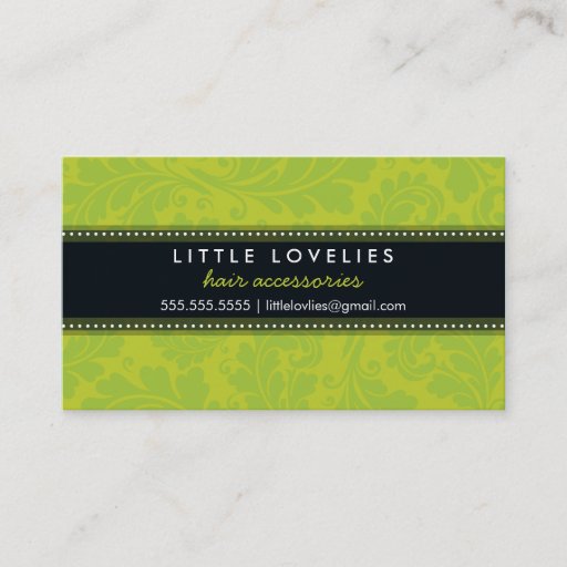 Customizable BUSINESS CARD trendy flourish lime green black
