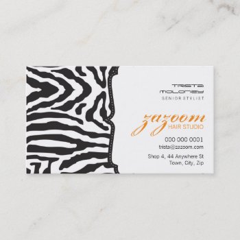 Business Card Trendy Zebra Stripe Orange by edgeplus at Zazzle