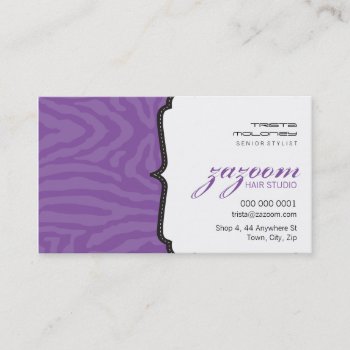 Business Card Trendy Zebra Stripe Violet Purple by edgeplus at Zazzle