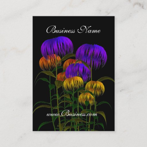 Customizable Business Card Vintage Black Yellow Blue Flowers