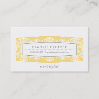 BUSINESS CARD vintage floral pattern panel yellow