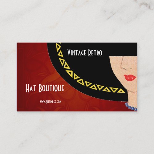Business Card Vintage Retro Hat Boutique Art Deco