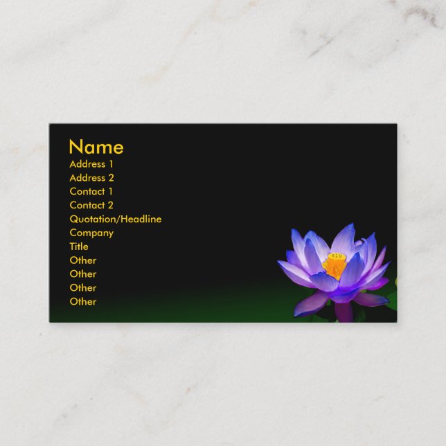 Business card, violet blue lotus business card (Front)