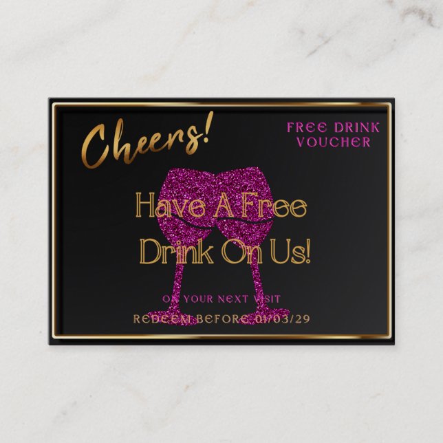 Business Card Voucher Free Drink Gift Certificate  (Front)