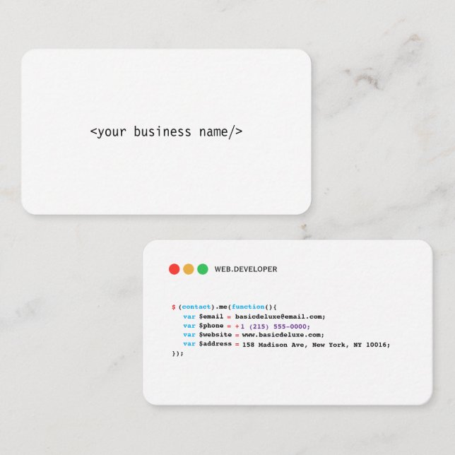 Business Card - Web developer style  (Front/Back)