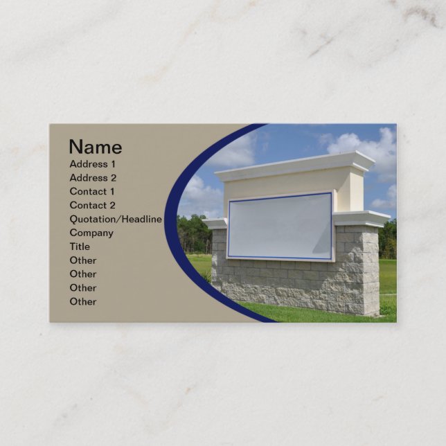 business card with a blank stone sign (Front)