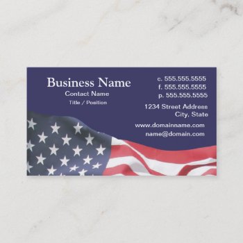 Business Card With American Flag 2 by signlady29 at Zazzle