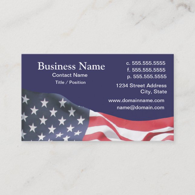 business card with American flag 2 (Front)