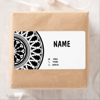 business card with black white ornaments label