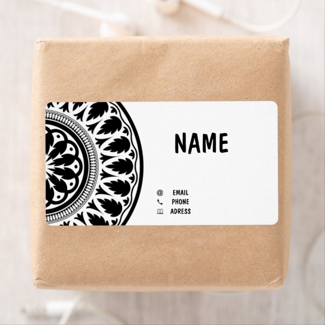 business card with black white ornaments label (Insitu)