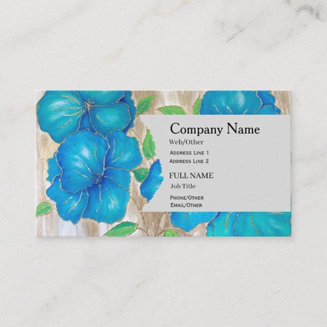 Business Card with blue flowers of Petunia (Front)