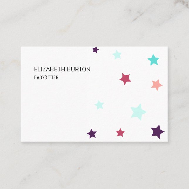 Business card with colored stars. (Front)