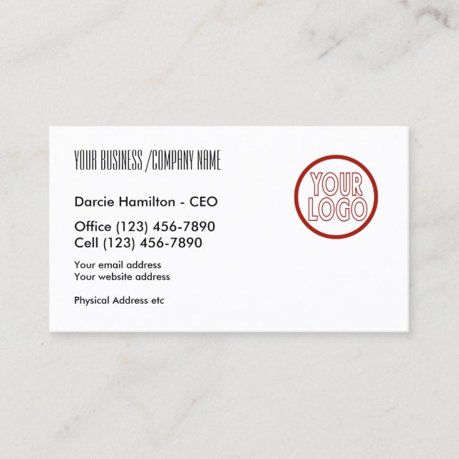 Business Card With Custom Logo Personalized (Front)
