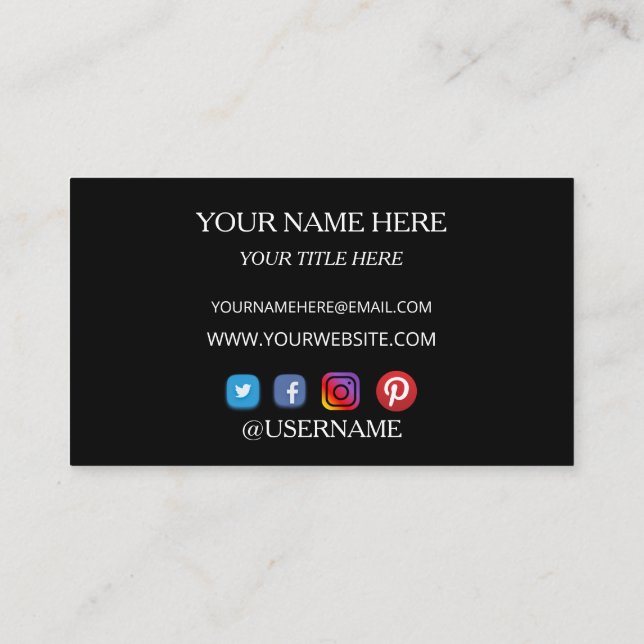 Business Card with Elegant White Typography (Back)