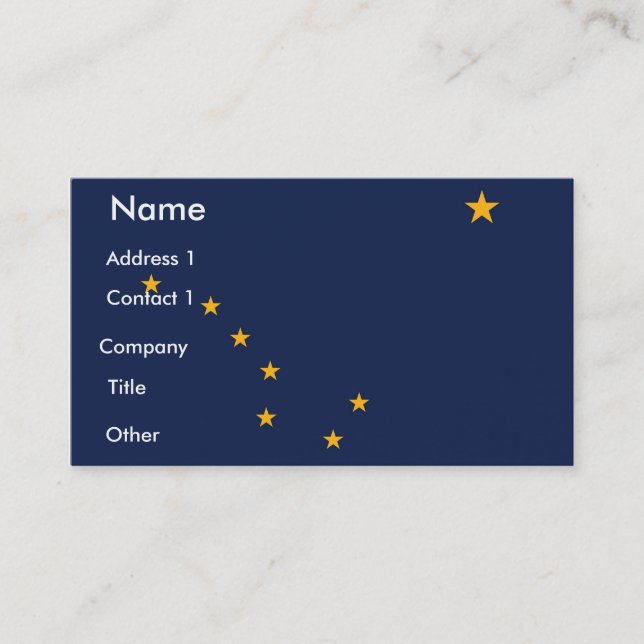 Business Card with Flag of Alaska U.S.A. (Front)