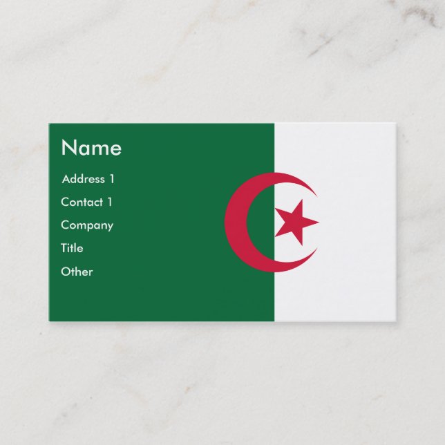 Business Card with Flag of Algeria (Front)