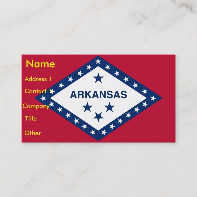 Business Card with Flag of Arkansas U.S.A. (Front)