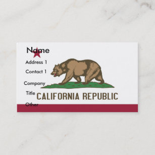 Business Card with Flag of California U.S.A.