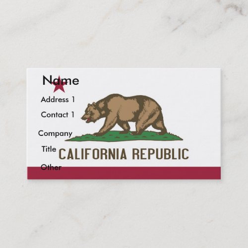 Business Card with Flag of California USA