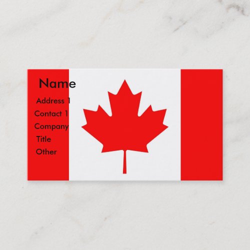 Business Card with Flag of Canada
