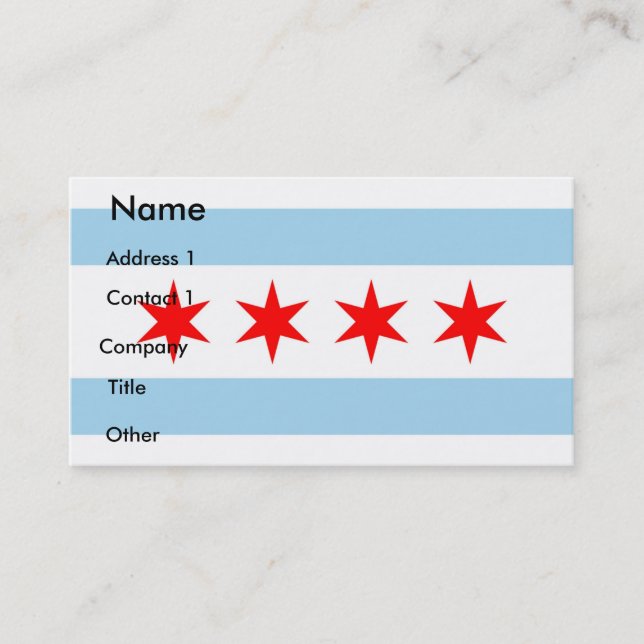 Business Card with Flag of Chicago, U.S.A. (Front)