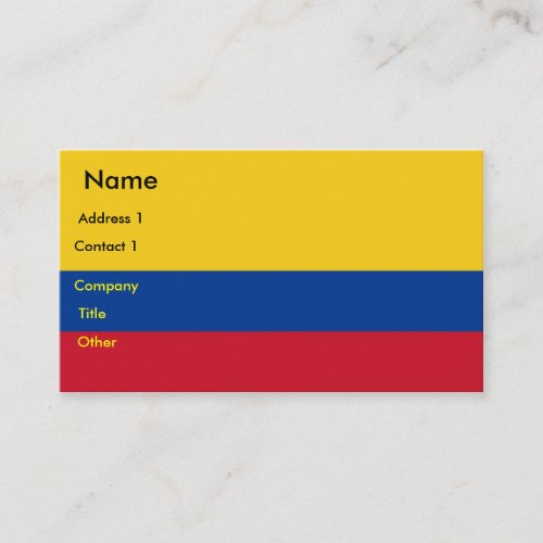 Business Card with Flag of Colombia