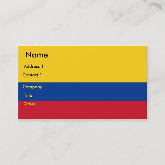 Business Card with Flag of Colombia (Front)