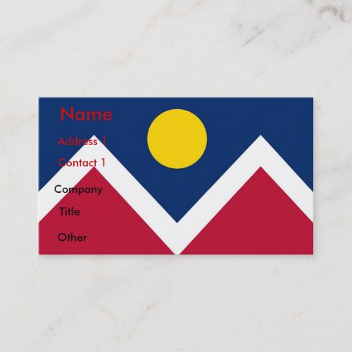 Business Card with Flag of Denver Colorado