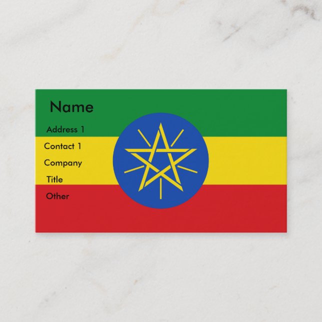 Business Card with Flag of Ethiopia (Front)