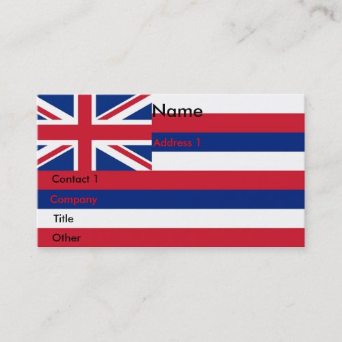 Business Card with Flag of Hawaii USA