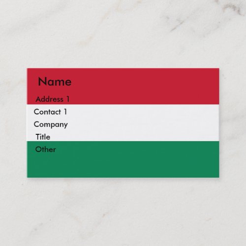 Business Card with Flag of Hungary