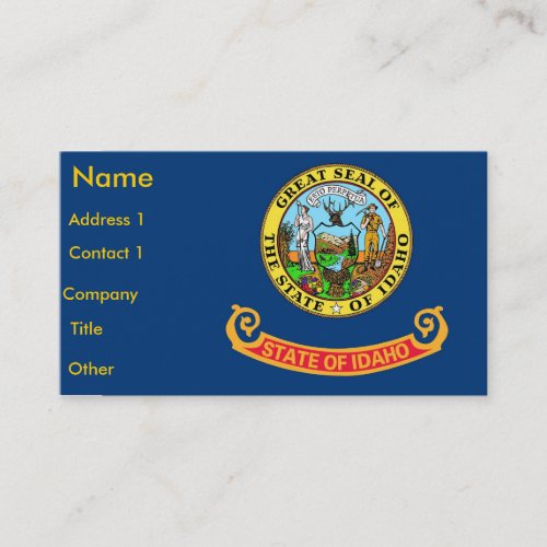 Business Card with Flag of Idaho USA